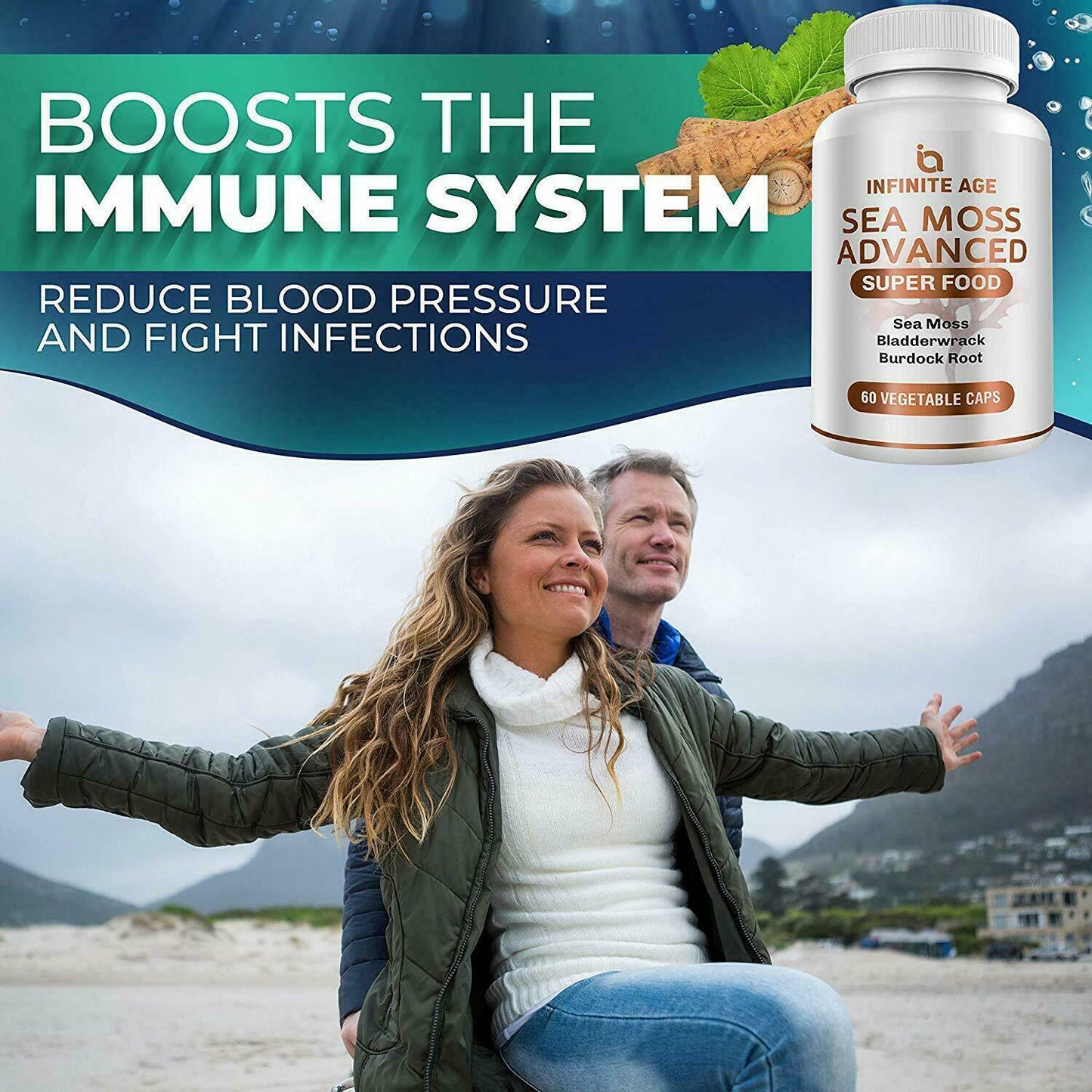 INFINITE AGE IRISH SEA MOSS 1250mg 60 Caps PREMIUM Keto Detox Gut - FREE EXPRESS