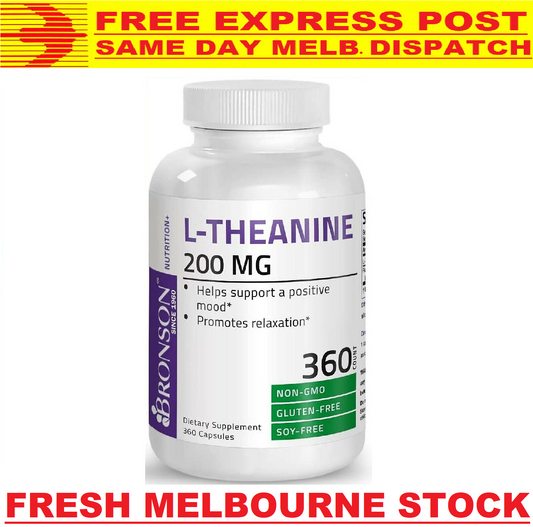 L-Theanine 200mg 360 Caps Bronson DOUBLE STRENGTH PREMIUM QUALITY Sleep Aid!