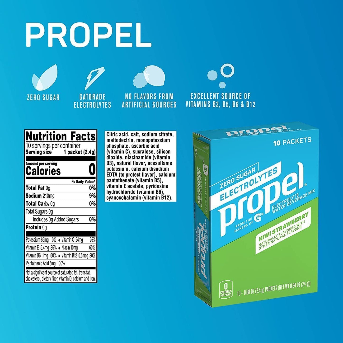 Propel (Gatorade) Sports Drink Powder-10 Servings-Sugar Free- 9 Flavour Choices