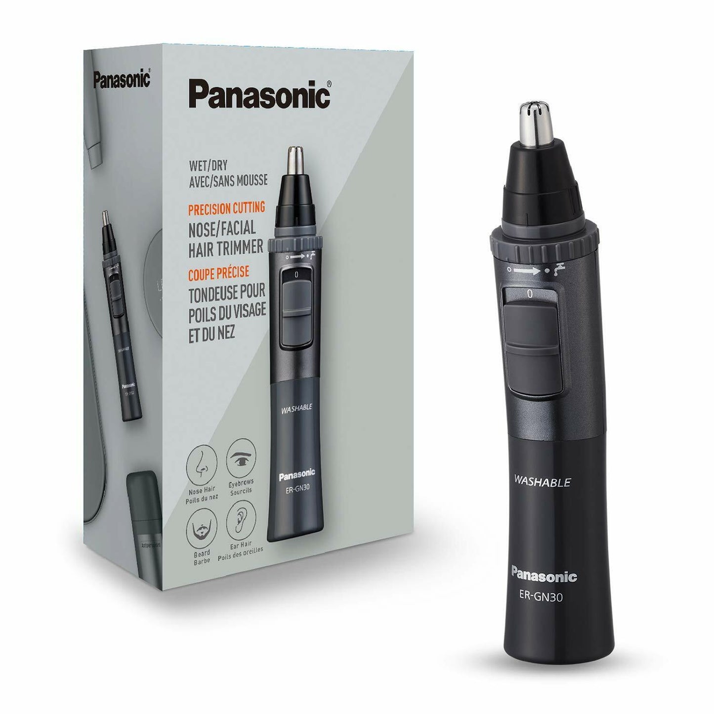 Panasonic ER-GN30-H Nose Facial and Ear Hair Eyebrows Trimmer Washable BRAND NEW
