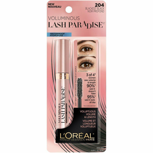 L'Oreal Voluminous Lash Paradise Mascara 7.6 mL - Waterproof Blackest Black #204