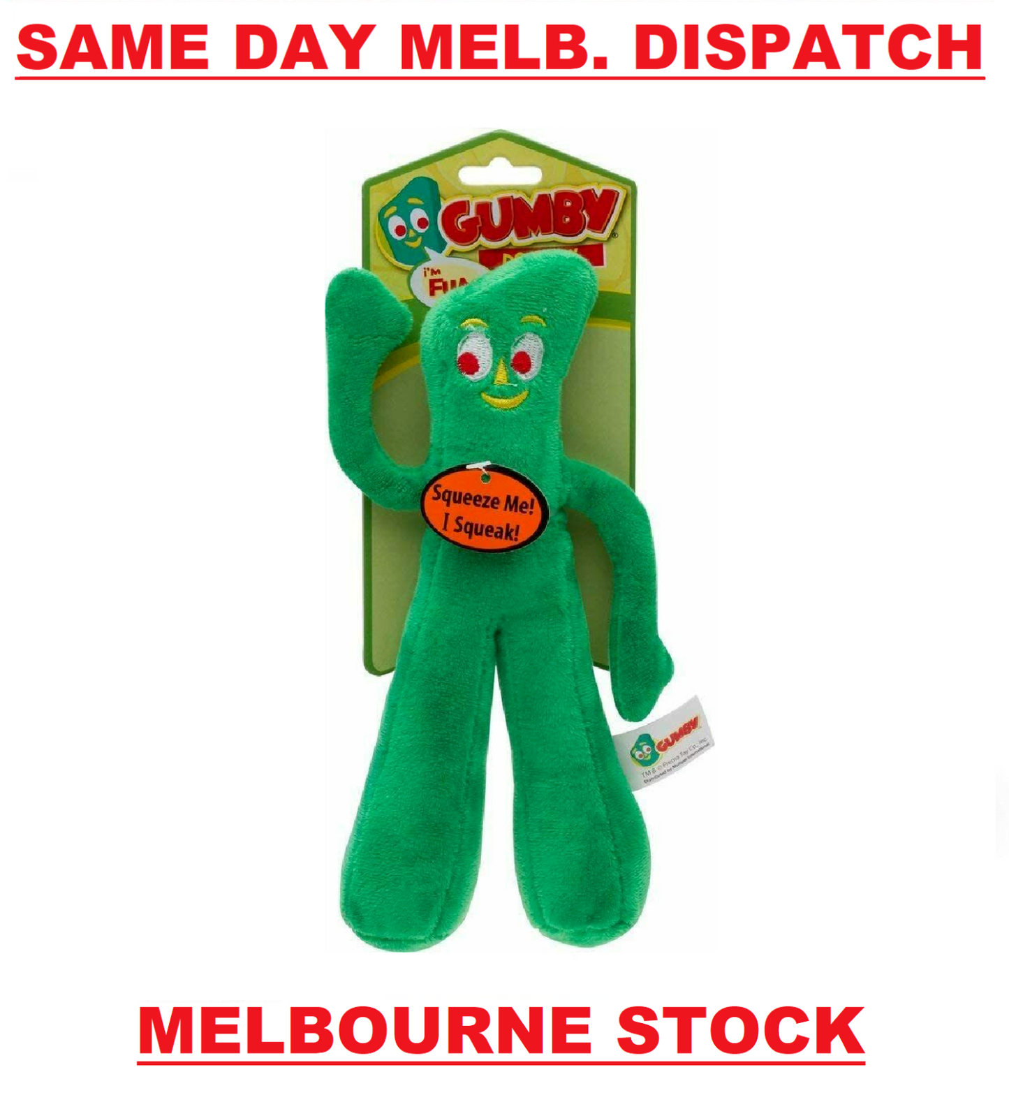 MultiPet Gumby Dog Pet Chew Toy - Soft Plush Filled Squeeze Squeaker 9 inch NEW