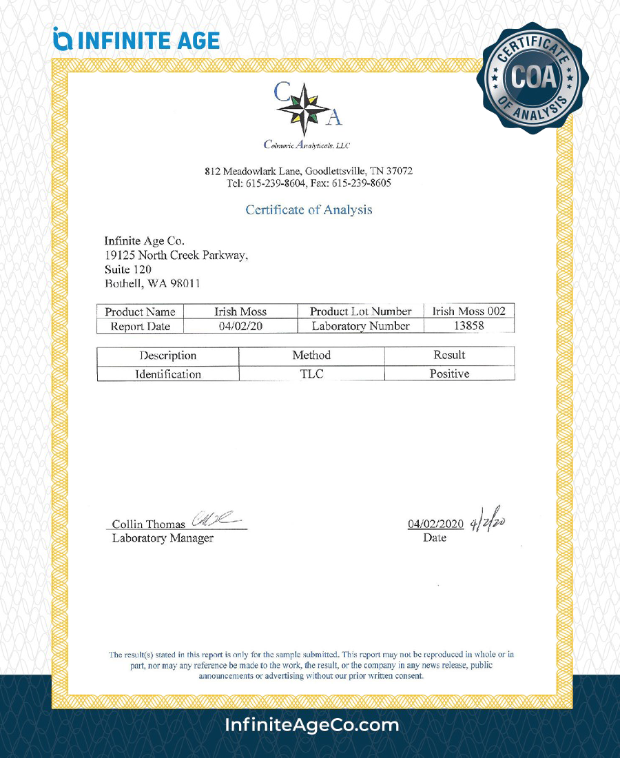 INFINITE AGE IRISH SEA MOSS 1250mg 60 Caps PREMIUM Keto Detox Gut - FREE EXPRESS