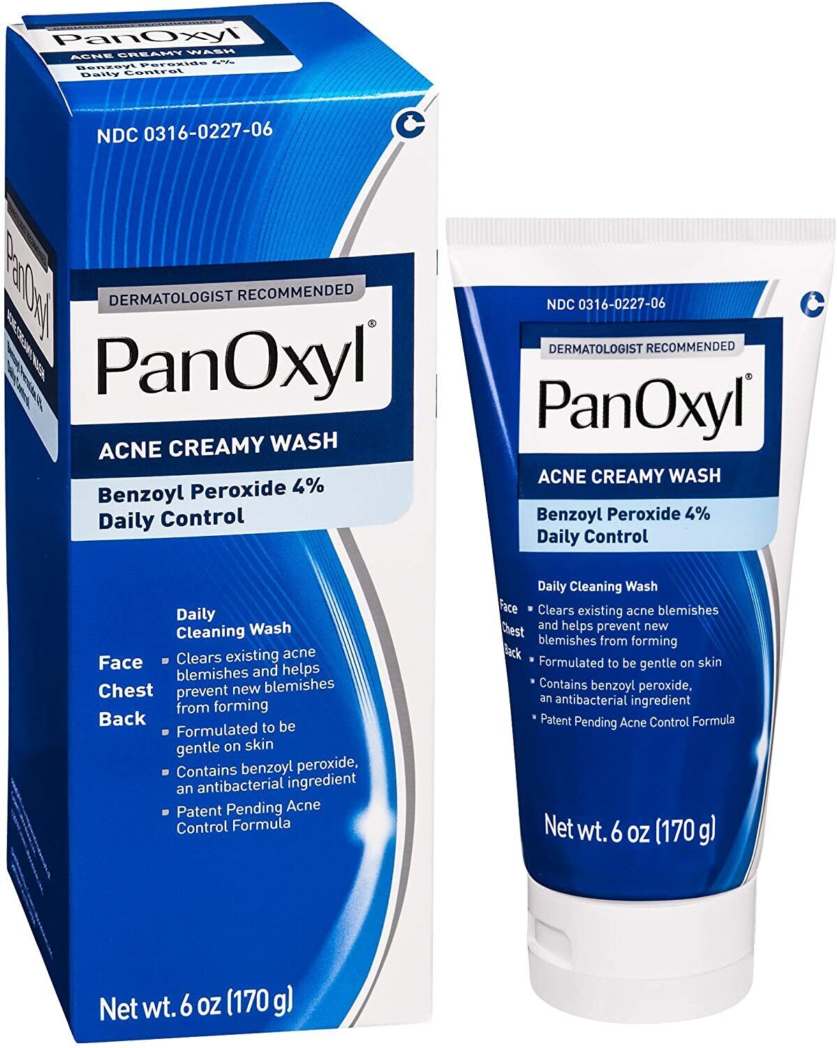 PanOxyl Benzoyl Peroxide 4% Daily Control Creamy Acne Wash Skin Care - 170g NEW