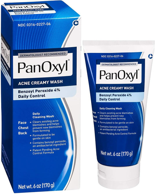 PanOxyl Benzoyl Peroxide 4% Daily Control Creamy Acne Wash Skin Care - 170g NEW