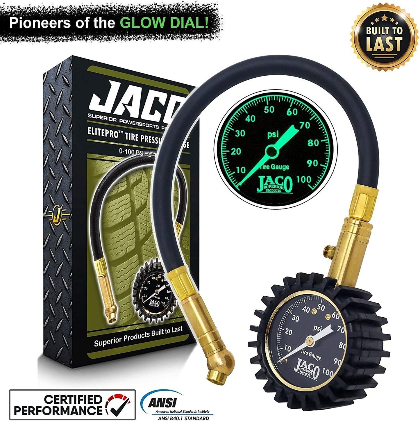 JACO ElitePRO Tire Pressure Gauge - 100 PSI - Heavy Duty Tyre - FRESH MELB STOCK