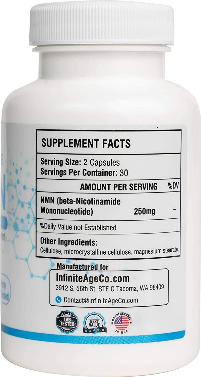 NMN Nicotinamide Mononucleotide 250mg 60 Caps POWERFUL NAD+ BOOSTER ANTI-AGING!