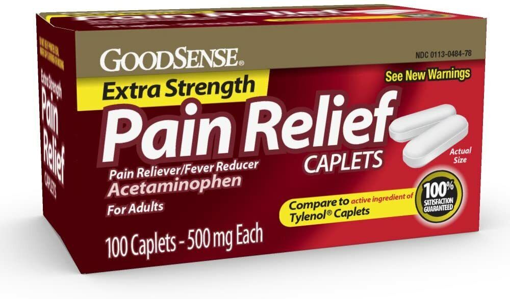 Good Sense PAIN RELIEF TABLETS Extra Strength Acetaminophen 200 Caplets 500 mg