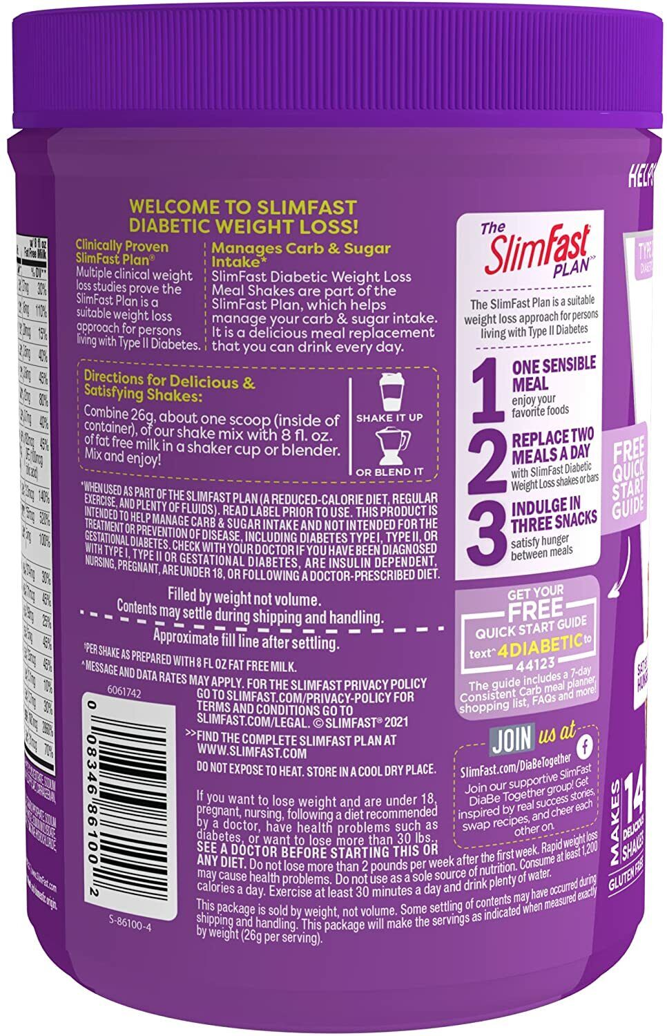 SlimFast Diabetic Meal Replacement - Chocolate 364g BBD 19/01 QUICK SALE!!!