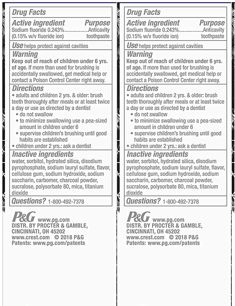 Crest 3D White Charcoal Deep Clean Teeth Whitening Therapy Toothpaste 2x116g NEW