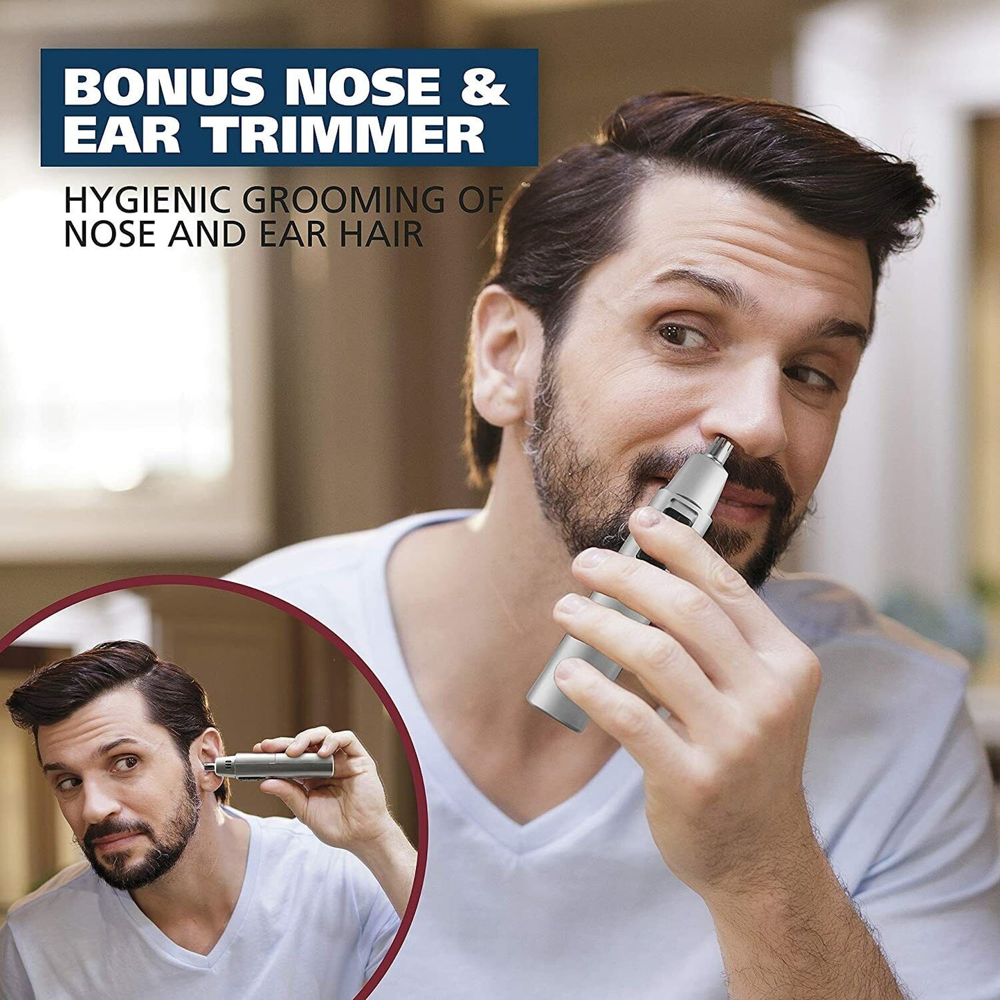 WAHL Beard & Moustache Battery Shaver + Bonus Nose Ear Trimmer - Grooming Kit