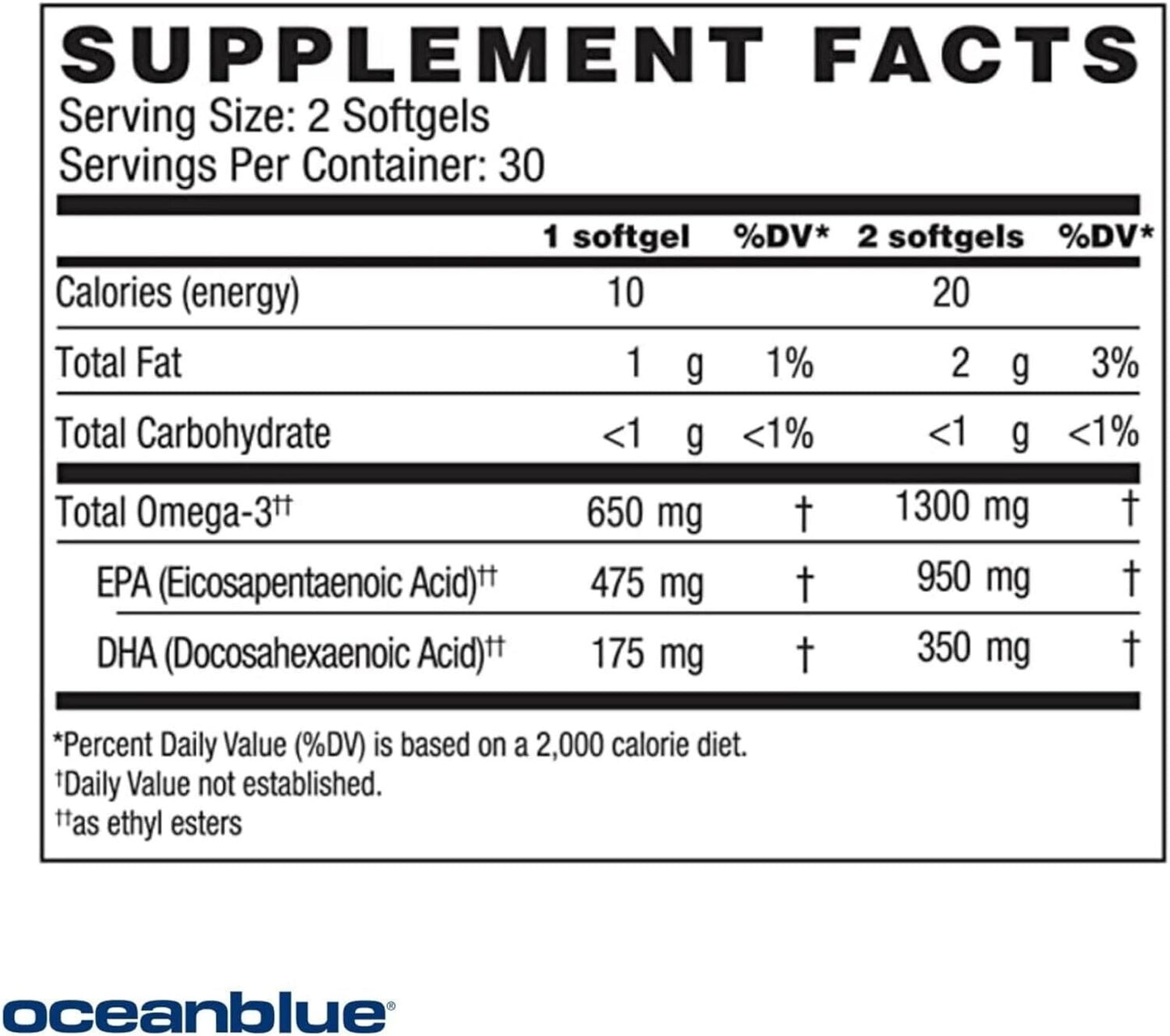 OCEANBLUE VEGAN Plant Based Omega-3 1300 mg ALGAE DHA/EPA - 60 Soft Gels Orange