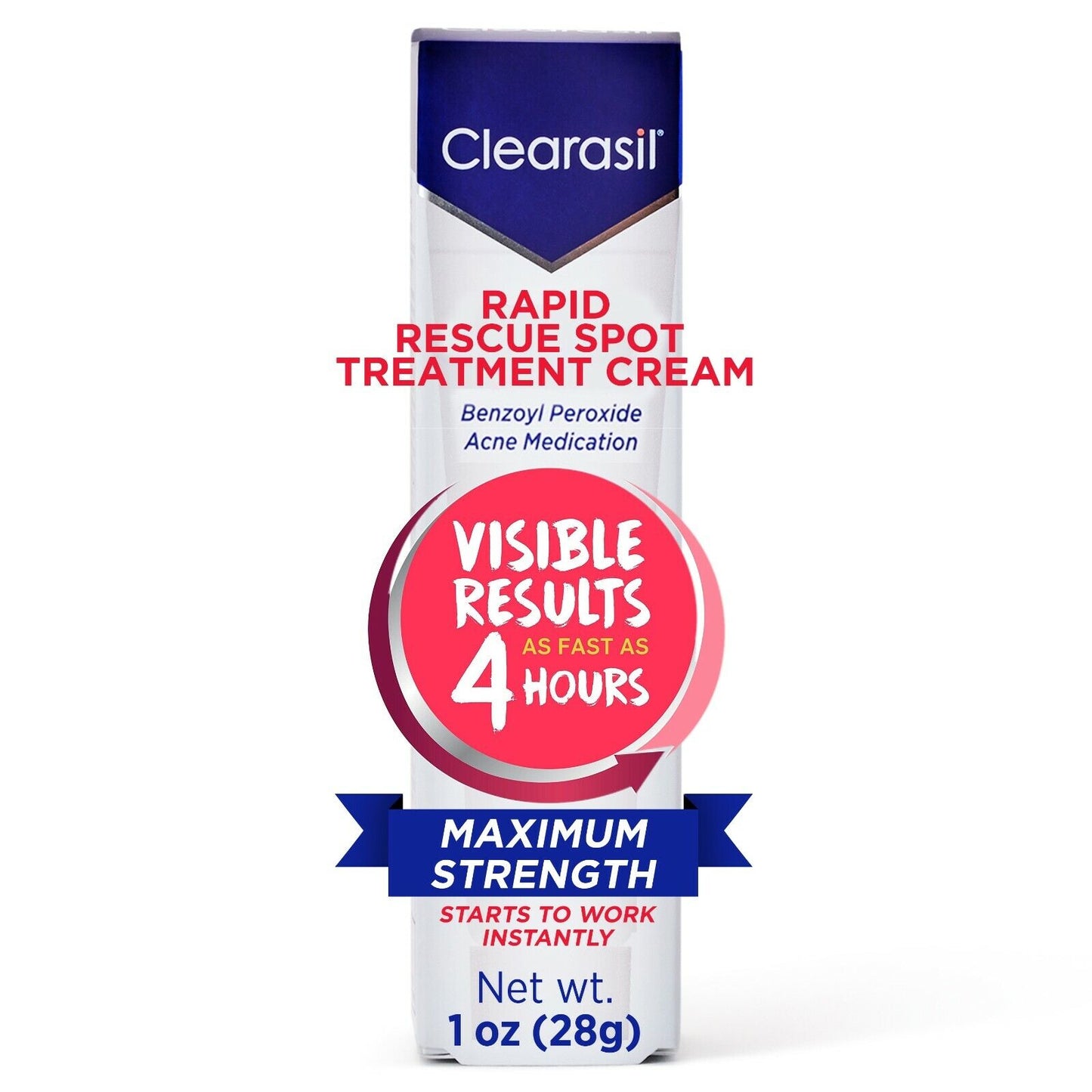 Clearasil 10% Benzoyl Peroxide Rapid Rescue Spot Treatment Acne Cream 28g NEW