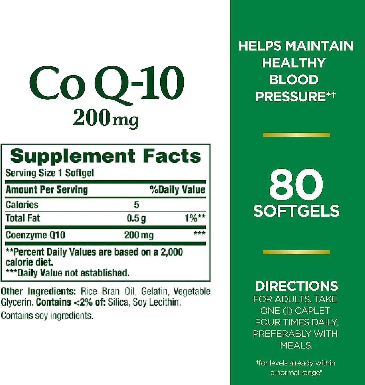 NATURE'S BOUNTY CoQ10 200mg Support Heart Health & Blood Pressure - 80 Soft Gels