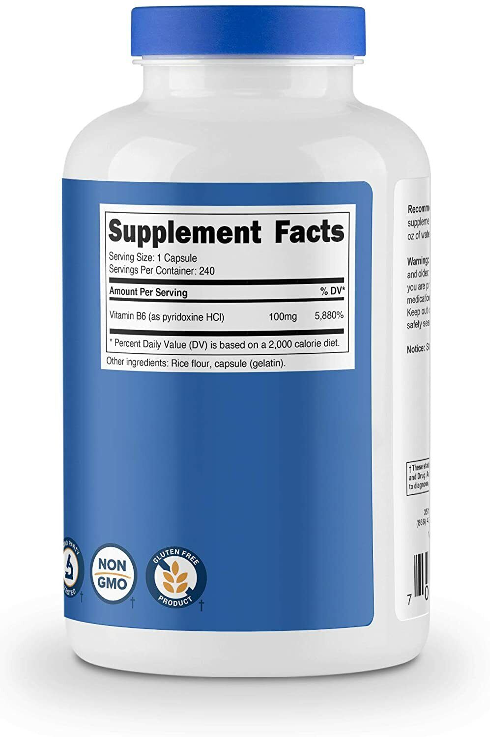 Nutricost Vitamin B6 100mg 240 Caps PMS MORNING SICKNESS - FREE EXPRESS POST