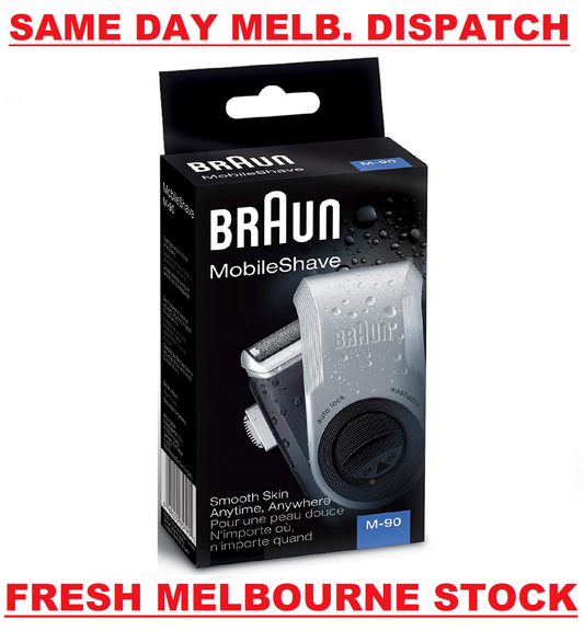 Braun Mens Mobile Shaver Precision Trimmer M-90 Washable Travel Battery Operated