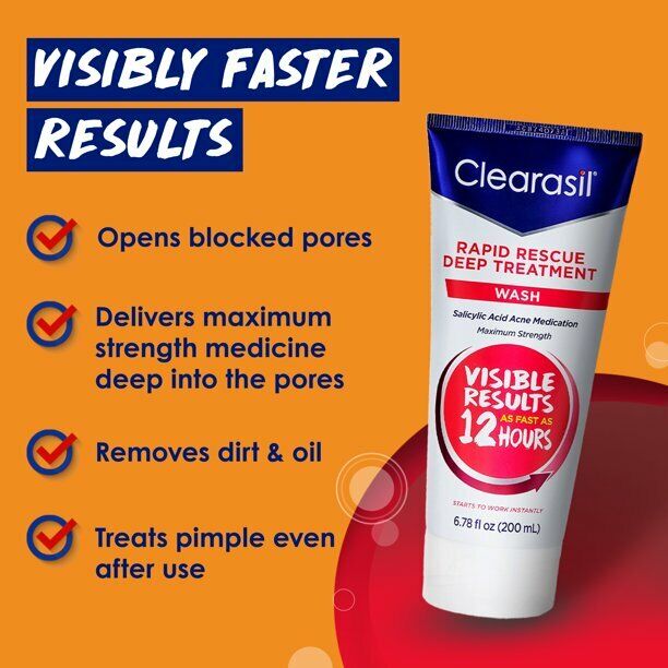 Clearasil Rapid Rescue Deep Treatment - Salicylic Acid 2% Acne Face Wash 200mL