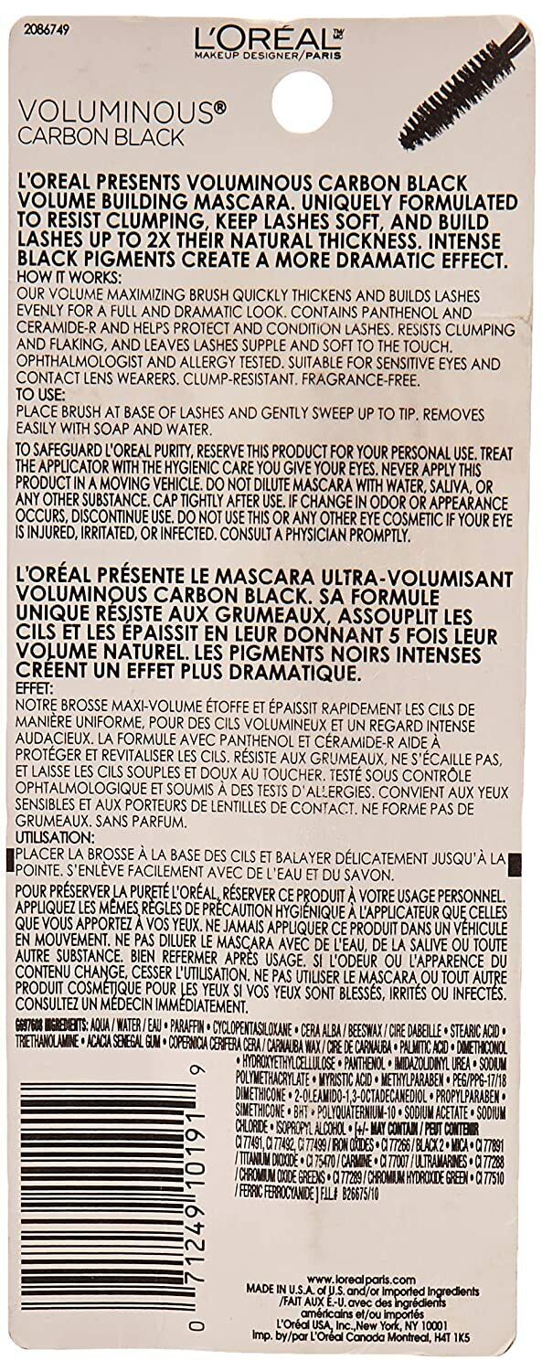 L'Oreal Paris Designer Makeup Voluminous Lash Mascara 7.7 mL CARBON BLACK #335