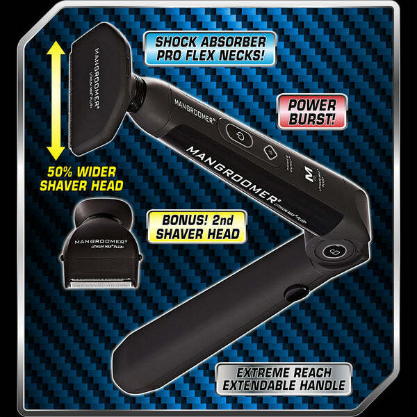 Mangroomer Lithium Max Plus+ WIDE HEAD Back Shaver - Shock Absorber Power Burst