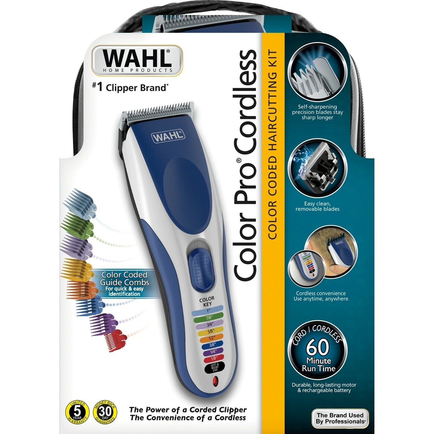 WAHL COLOURPRO Cordless Colour Coded Home Haircutting Kit Color Pro Clipper 9649