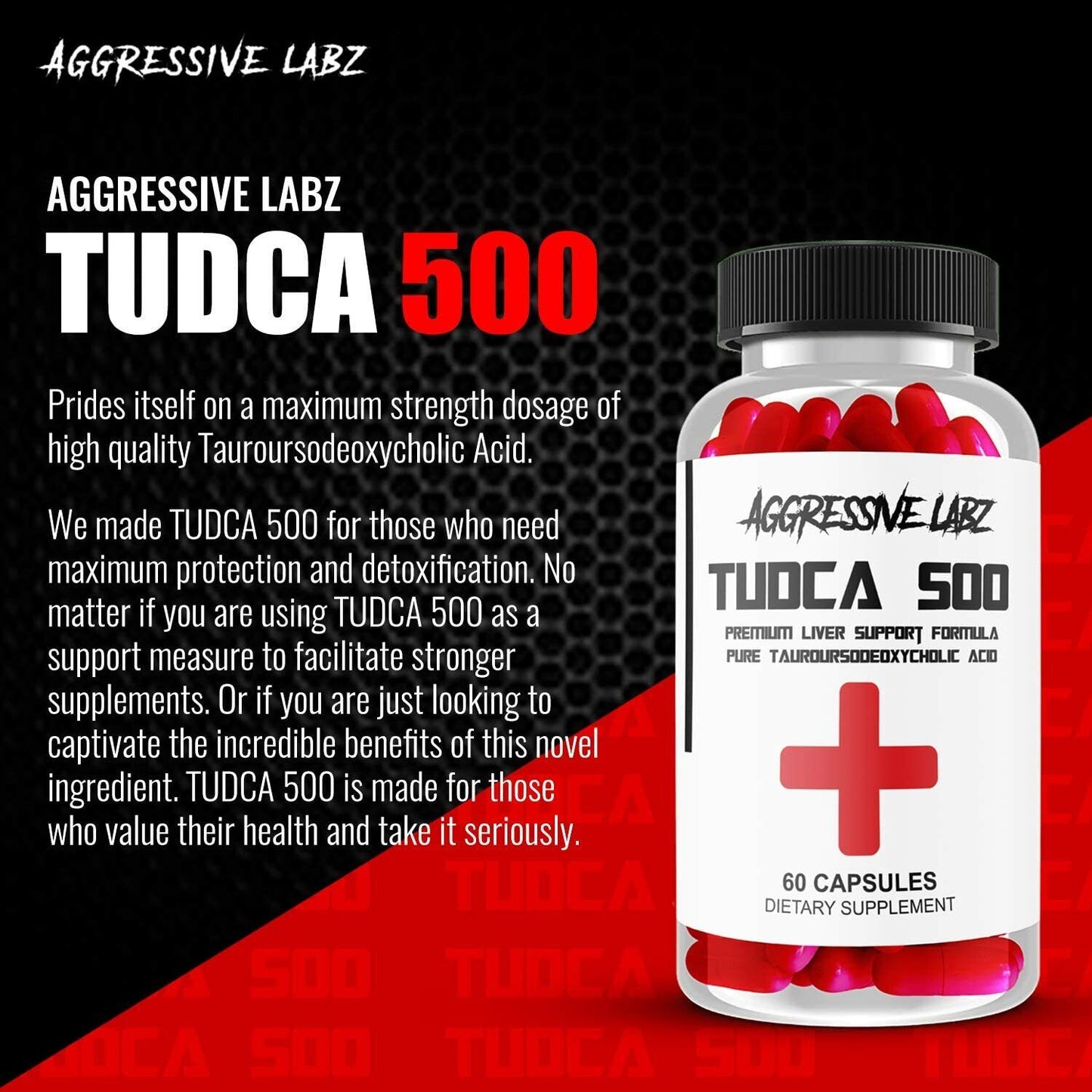 TUDCA 500mgs 60 caps AGGRESSIVE LABZ DOUBLE STRENGTH CYCLE LIVER SUPPORT PCT!
