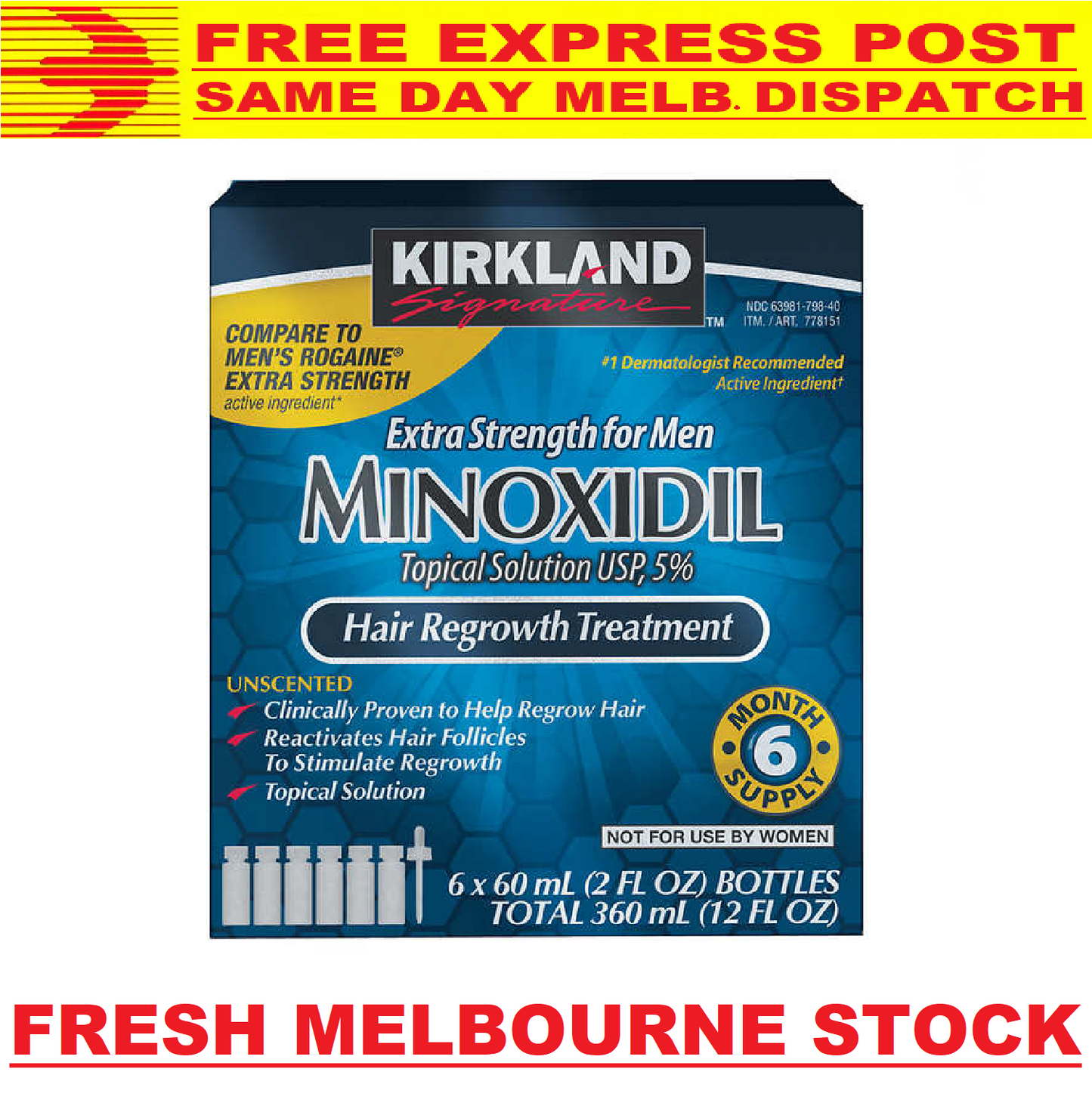 Kirkland Members Mark Minoxidil 5% Topical Hair Loss Regrowth SOLUTION Treatment Regaine FREE EXPRESS