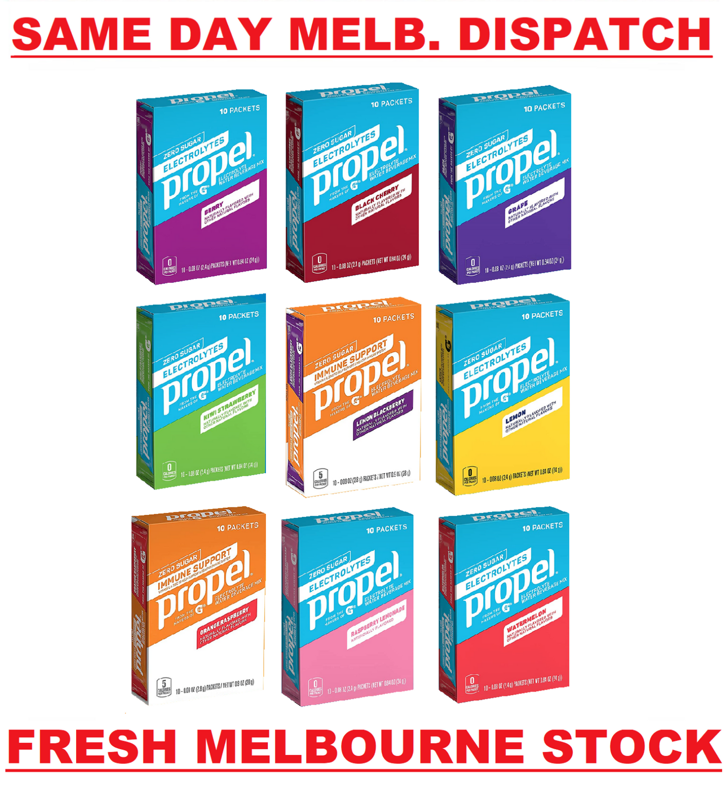 Propel (Gatorade) Sports Drink Powder-10 Servings-Sugar Free- 9 Flavour Choices