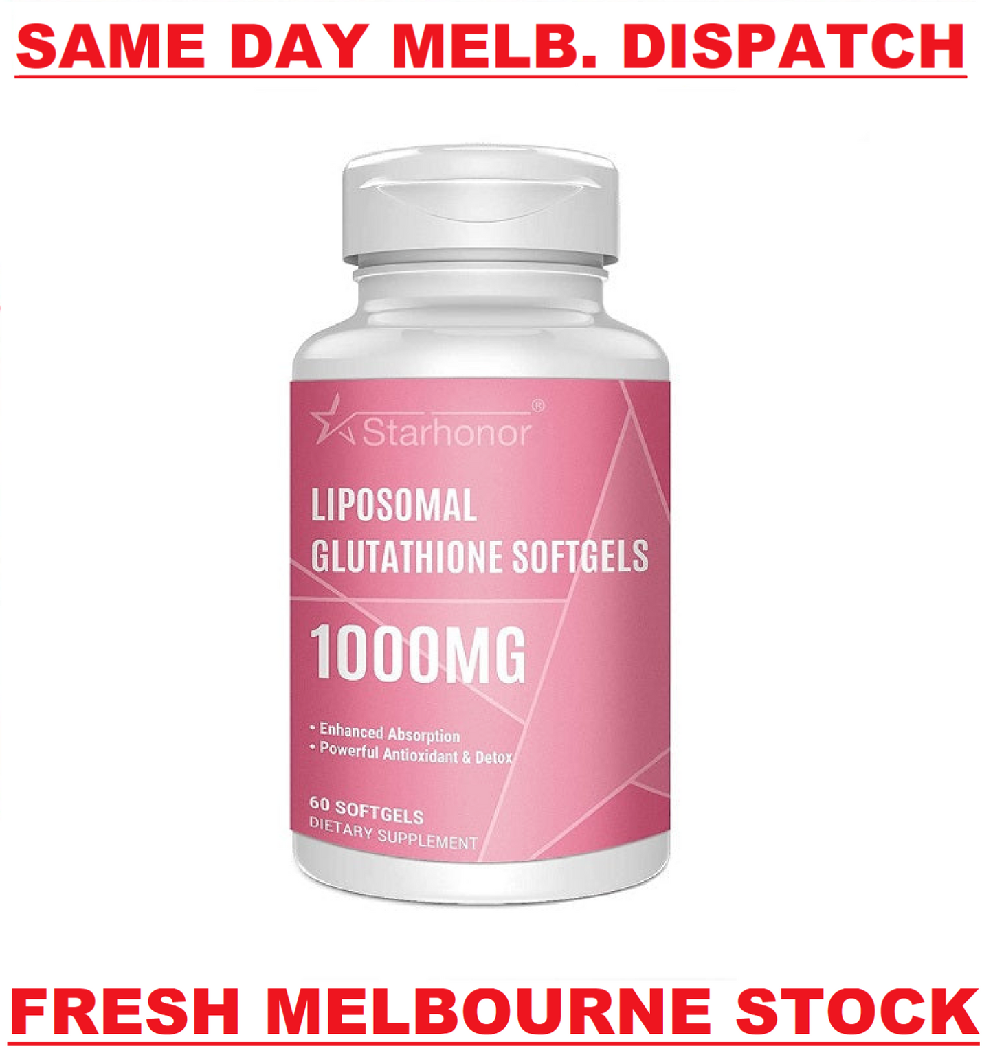 LIPOSOMAL GLUTATHIONE 1000mg 60 Gels ULTRA STRENGTH Anti-Aging Skin Whitening!