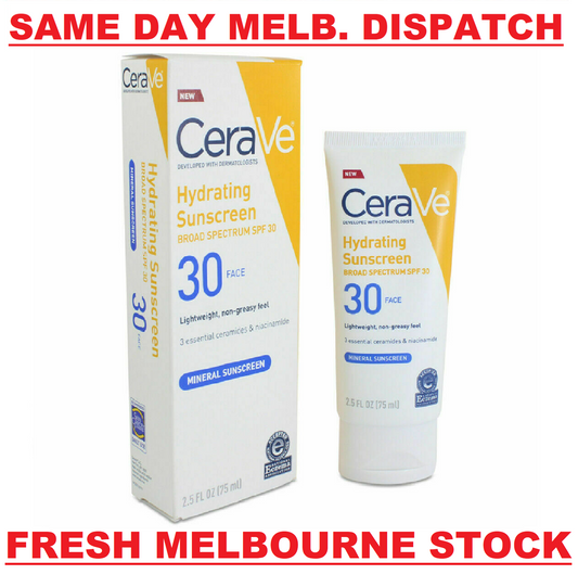 CeraVe 75mL Hydrating Lightweight Oil Free Mineral Face Sunscreen Lotion SPF 30