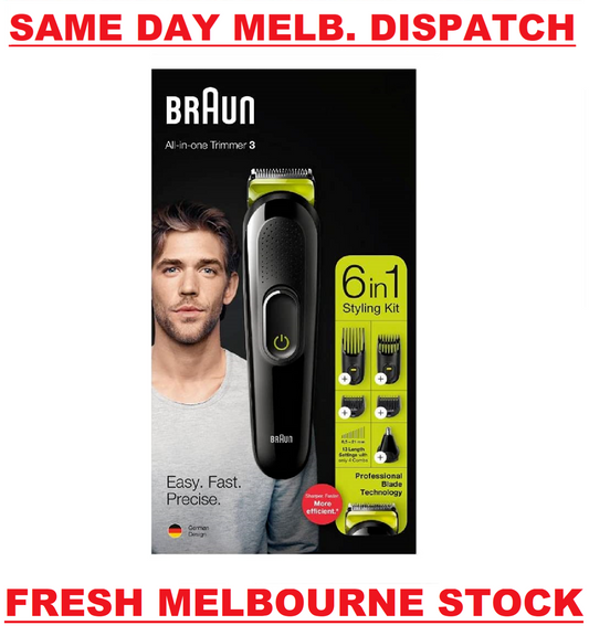 Braun 6 in 1 - All in One Trimmer 3 MGK3220 - Beard Ear Face Nose Shaver Clipper