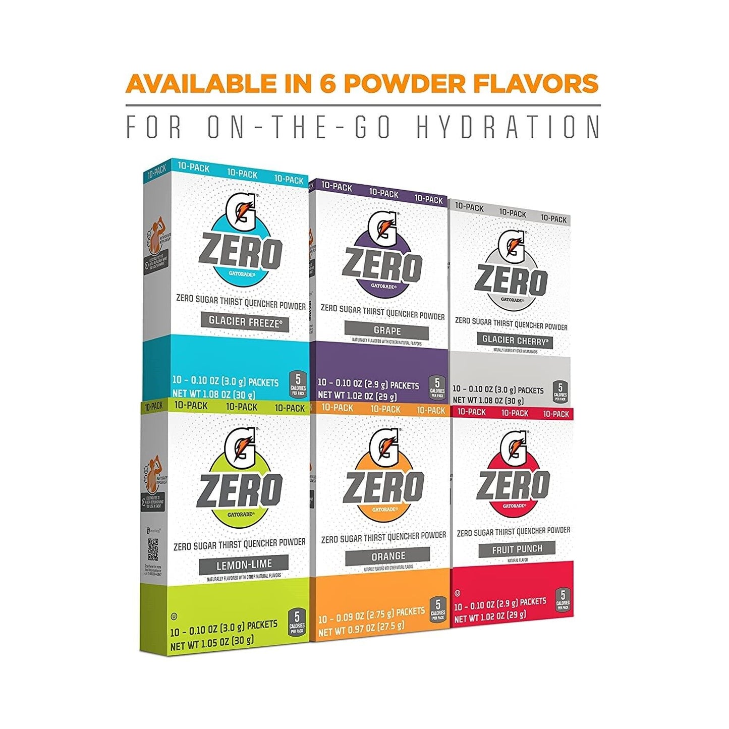 Gatorade Zero Sports Drink Powder - 10 Servings - Sugar Free - 6 Flavour Choices