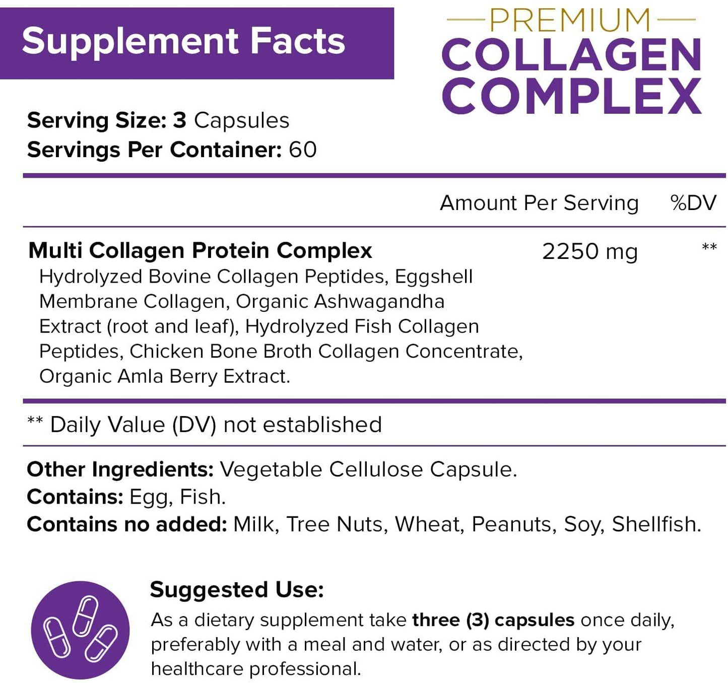 NutrFlair COLLAGEN COMPLEX 2250mg 180 Caps Type 1 2 3 4 & 5 - FREE EXPRESS POST