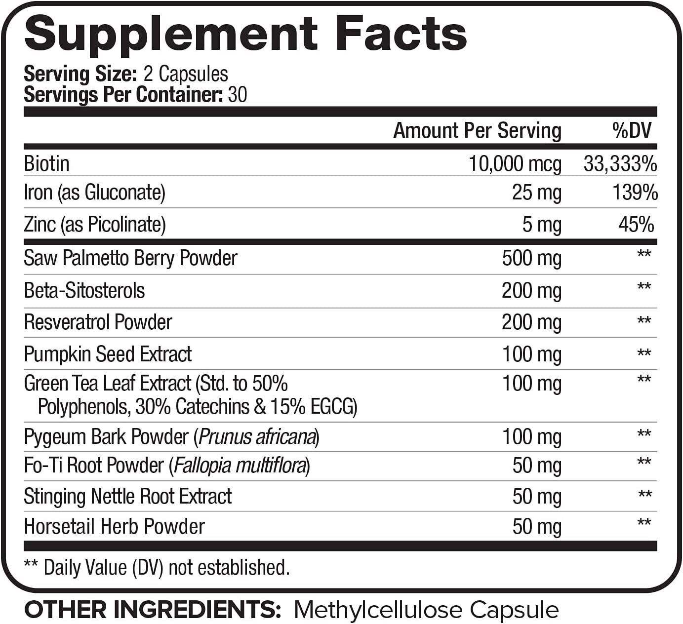 NutriVein DHT Blocker + Biotin Advanced Hair Formula Growth Vitamins Supplement