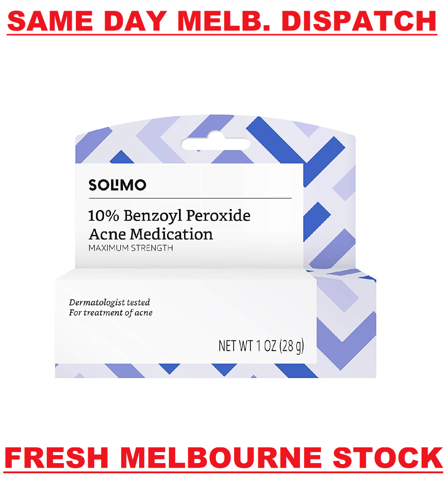 Solimo 10% Benzoyl Peroxide Acne Cream Medication MAXIMUM STRENGTH Skin Care 28g