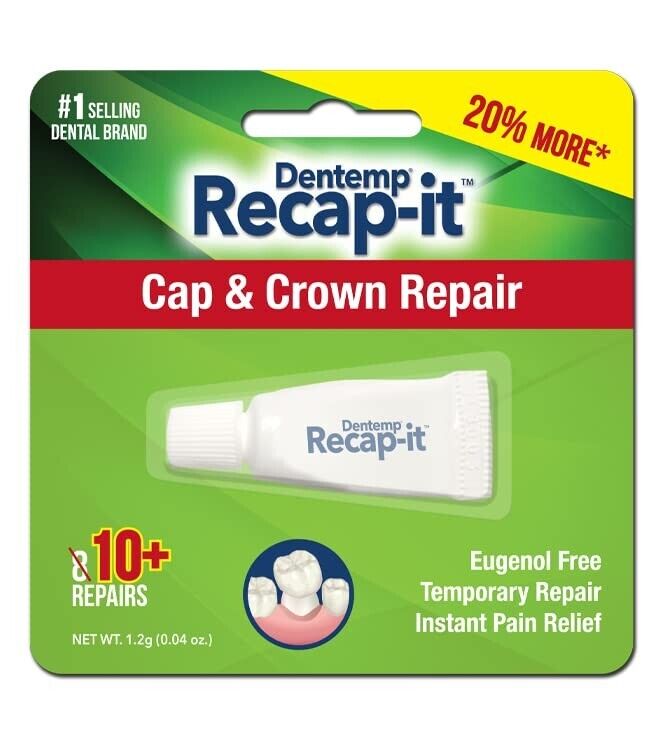 DENTEMP TEMPARIN RECAP-IT CAP & CROWN DENTAL REPAIR CEMENT 10+ REPAIRS + EXPRESS
