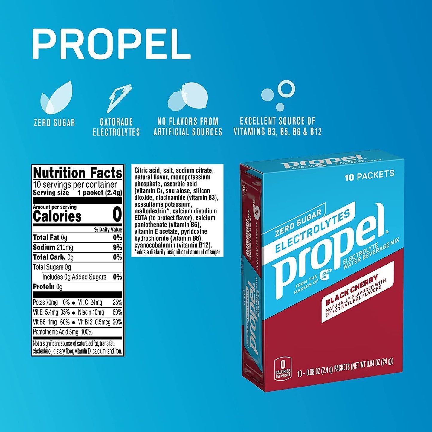 Propel (Gatorade) Sports Drink Powder-10 Servings-Sugar Free- 9 Flavour Choices