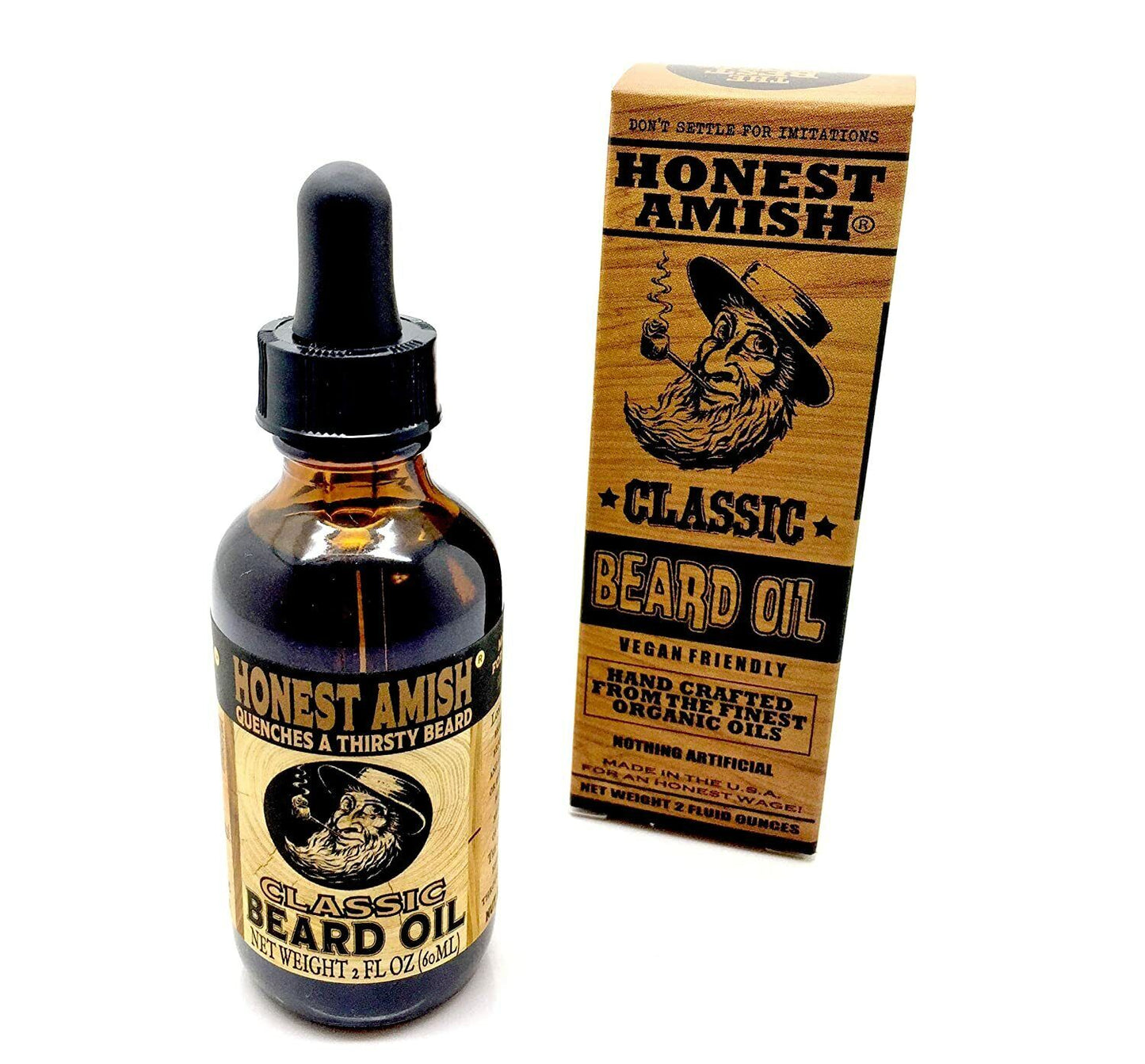 Honest Amish Beard Oil - Classic 2oz - Essential Oils Balm / Beard Care Products