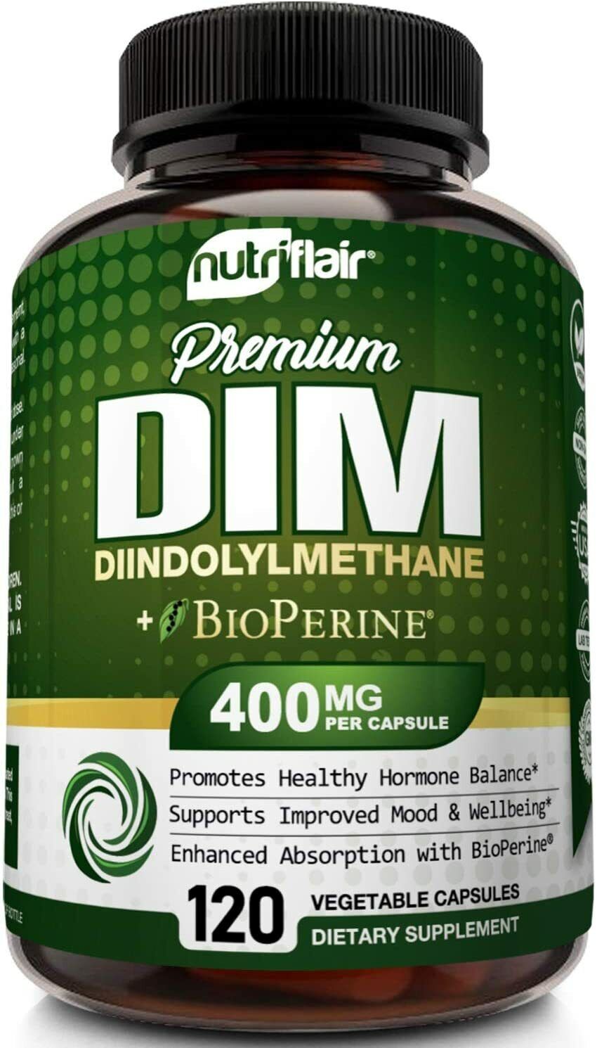 NUTRIFLAIR DIM DIINDOLYLMETHANE 400mg 120 Caps DOUBLE STRENGTH - FREE EXPRESS