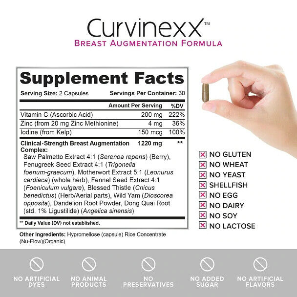 CURVINEXX BREAST ENLARGEMENT PILLS Natural Enhancement Supplement - FREE EXPRESS