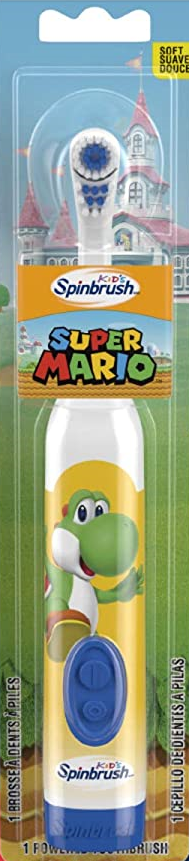 Spinbrush Kids - Battery Power Toothbrush - Soft 3+ Years - Super Mario (Yoshi)