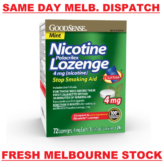 GoodSense 4mg Nicotine Polacrilex 72 Lozenges Mint Flavour Stop Smoking Aid Care