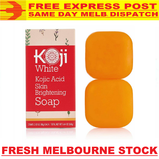 KOJI WHITE Kojic Acid Skin Brightening Lightening Whitening Soap (2 x 80g Bars)