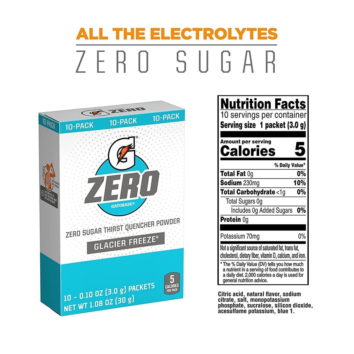 Gatorade Zero Sports Drink Powder - 10 Servings - Sugar Free - 6 Flavour Choices
