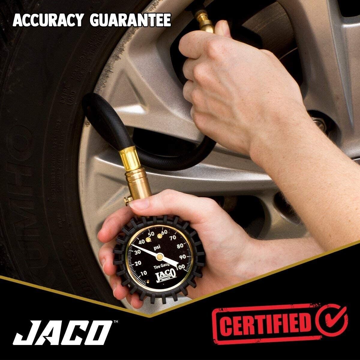 JACO ElitePRO Tire Pressure Gauge - 100 PSI - Heavy Duty Tyre - FRESH MELB STOCK