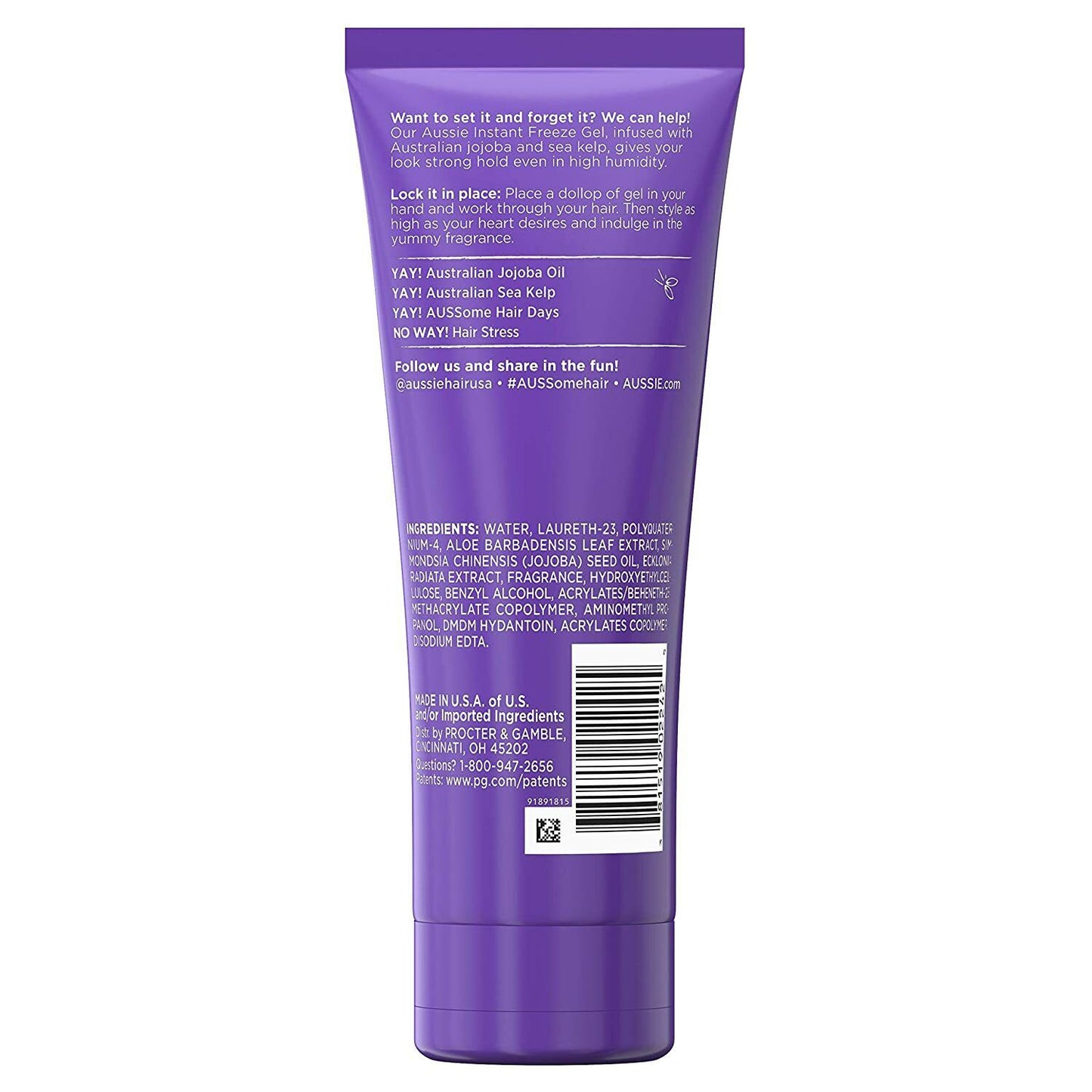 Aussie Instant Freeze Hair Gel 20 Hour Maximum Hold 198g - FREE EXPRESS POST NEW