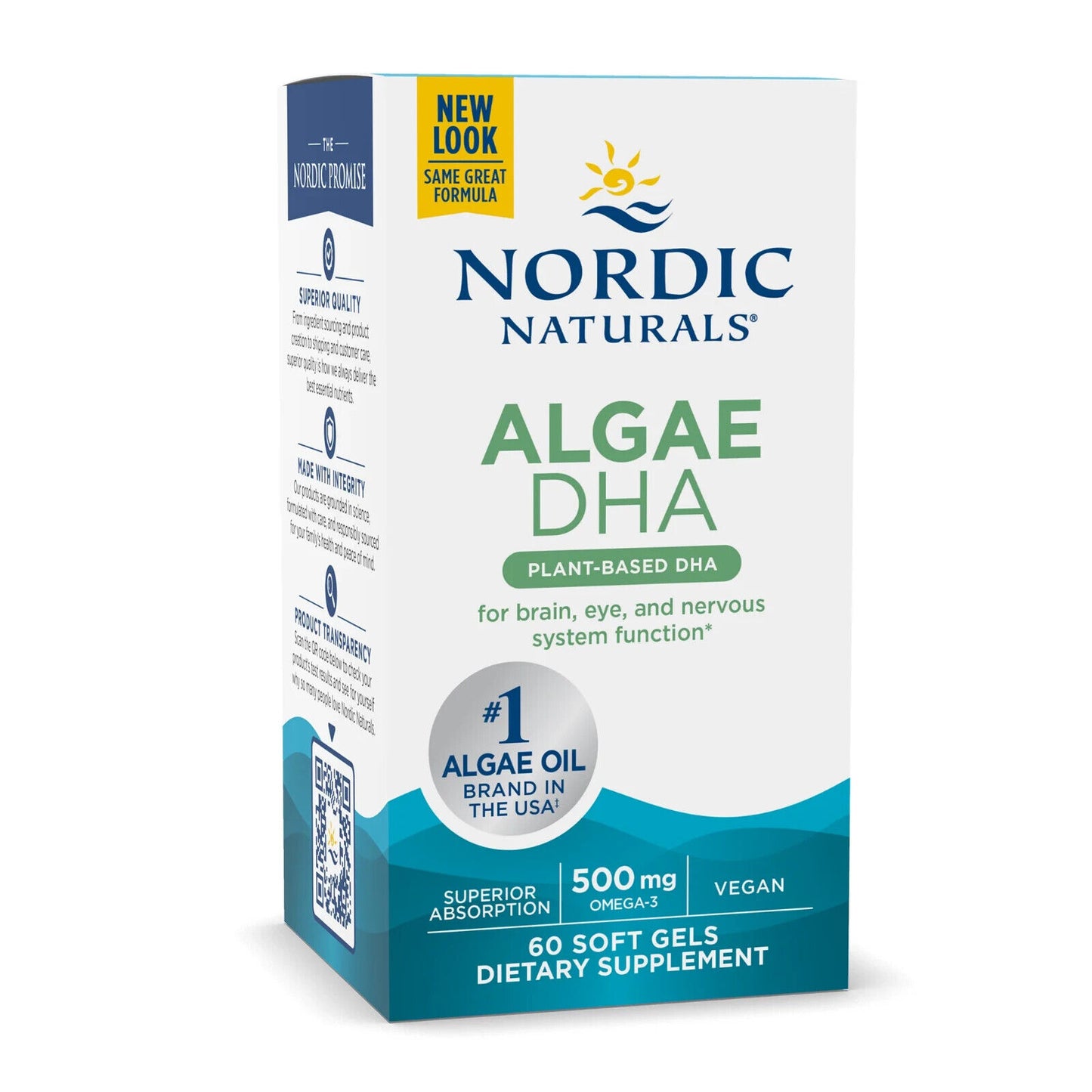 NORDIC NATURALS Algae DHA 500mg - Plant Omega-3 Vegan - 60 Soft Gels Unflavoured