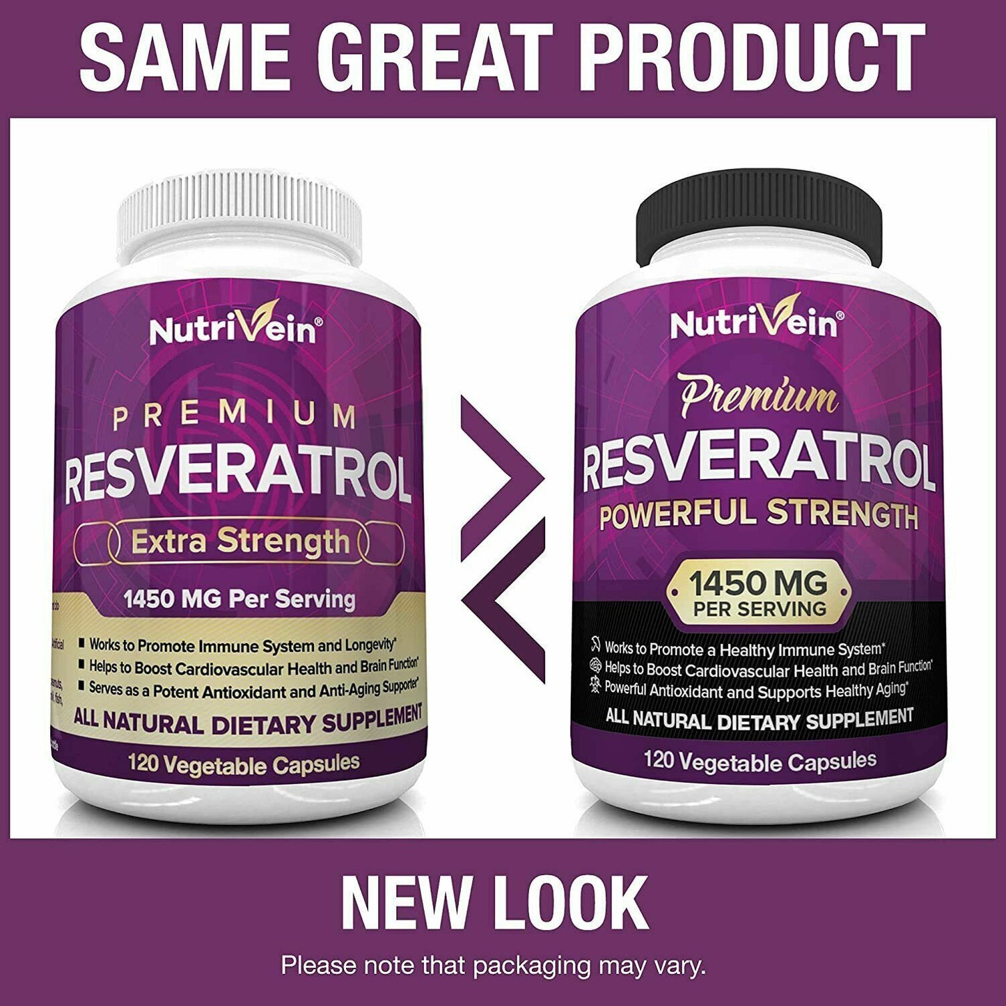 NUTRIVEIN RESVERATROL 1450mg 120 Caps Anti-Aging NAD+ NMN Booster - FREE EXPRESS