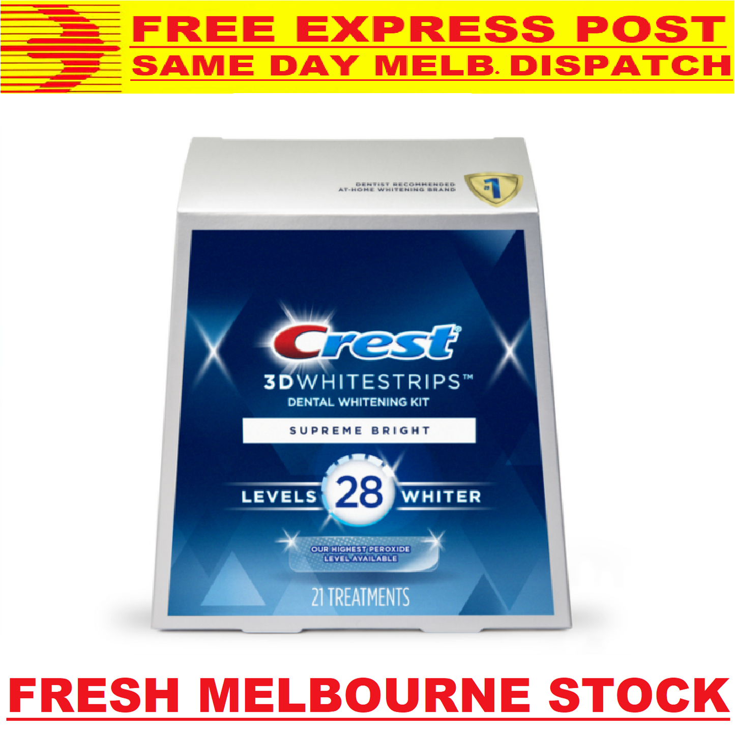Crest 3D SUPREME BRIGHT LEVEL 28 Teeth Whitening Kit 42 Strips FREE EXPRESS POST