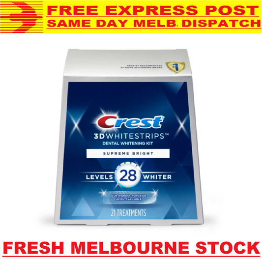 Crest 3D SUPREME BRIGHT LEVEL 28 Teeth Whitening Kit 42 Strips FREE EXPRESS POST