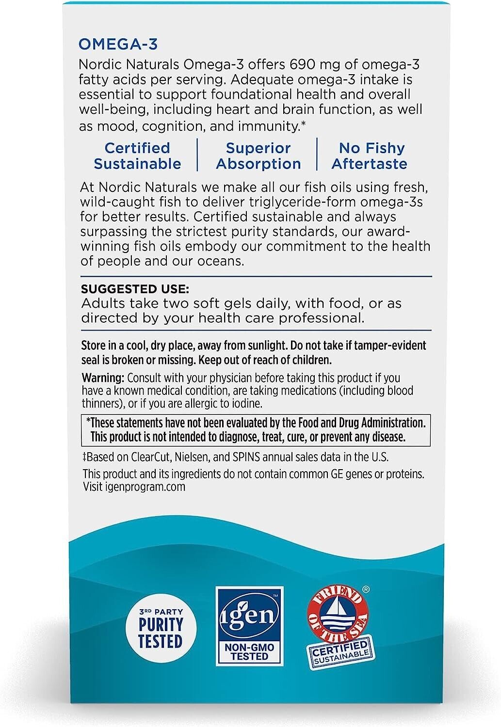 NORDIC NATURALS Omega-3 690mg EPA & DHA Fish Oil - Lemon Flavour - 180 Soft Gels